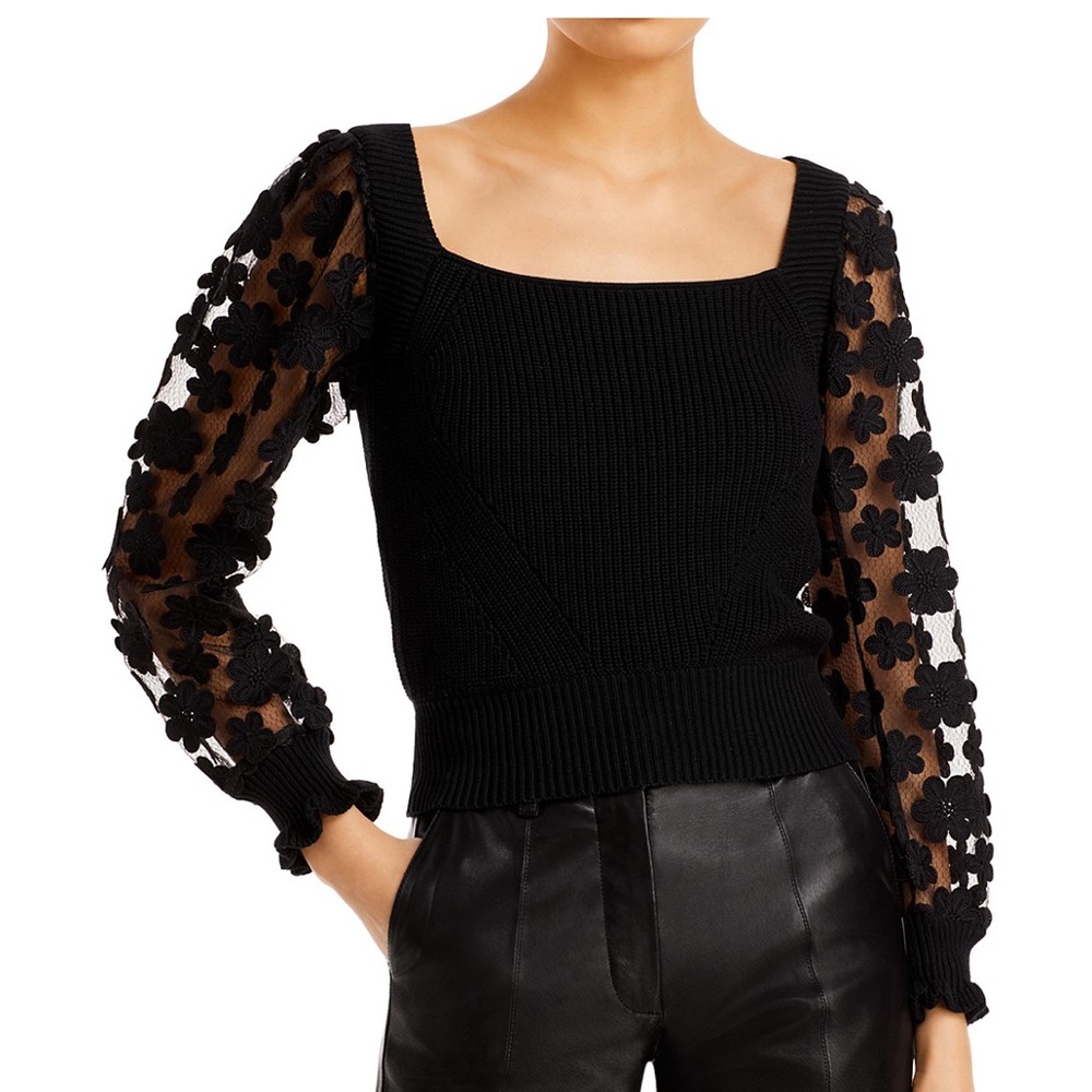 French Connection Juliet Mozart Lace Sleeve Sweater.